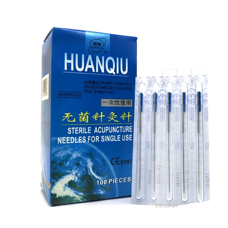 1 иглы направляющая трубка Huanqiu стерильная медицинская акупунктура игла плоская