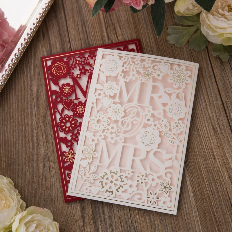 Свадебные приглашения MR & MRS элегантные открытки с конвертами свадебные
