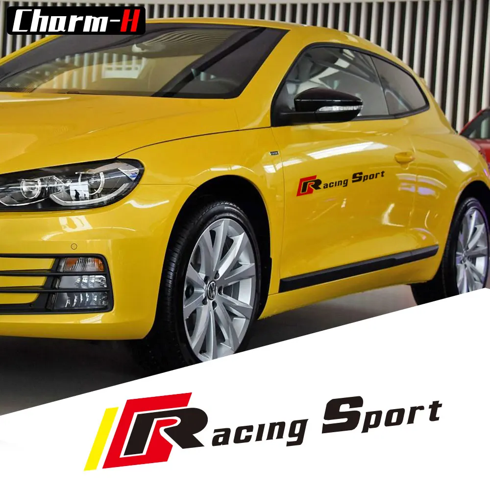 

1piece Car Styling Door Side Body Sticker Reflective Racing Sport Decal For Volkswagen Golf 6 7 Polo Passat Tiguan Scirocco CC