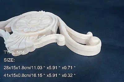 Длинная деревянная резная аппликация N14 28x15x1 8 см Неокрашенная рамка дверная