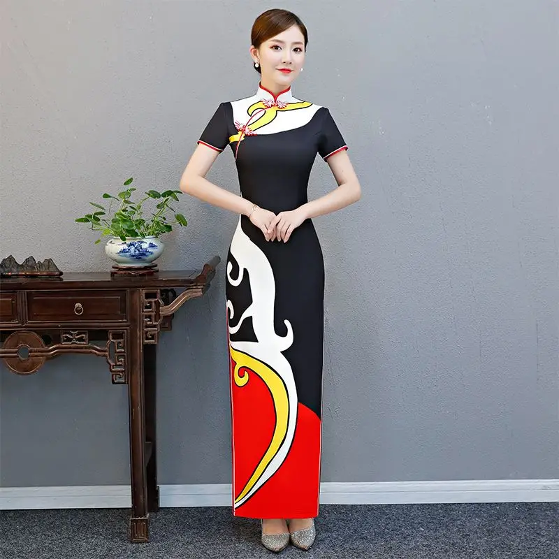 Lady Sexy Party Long Cheongsam Traditional China Style Oriental Womens Elegant Evening Qipao Dress Gown Vestido S-5XL