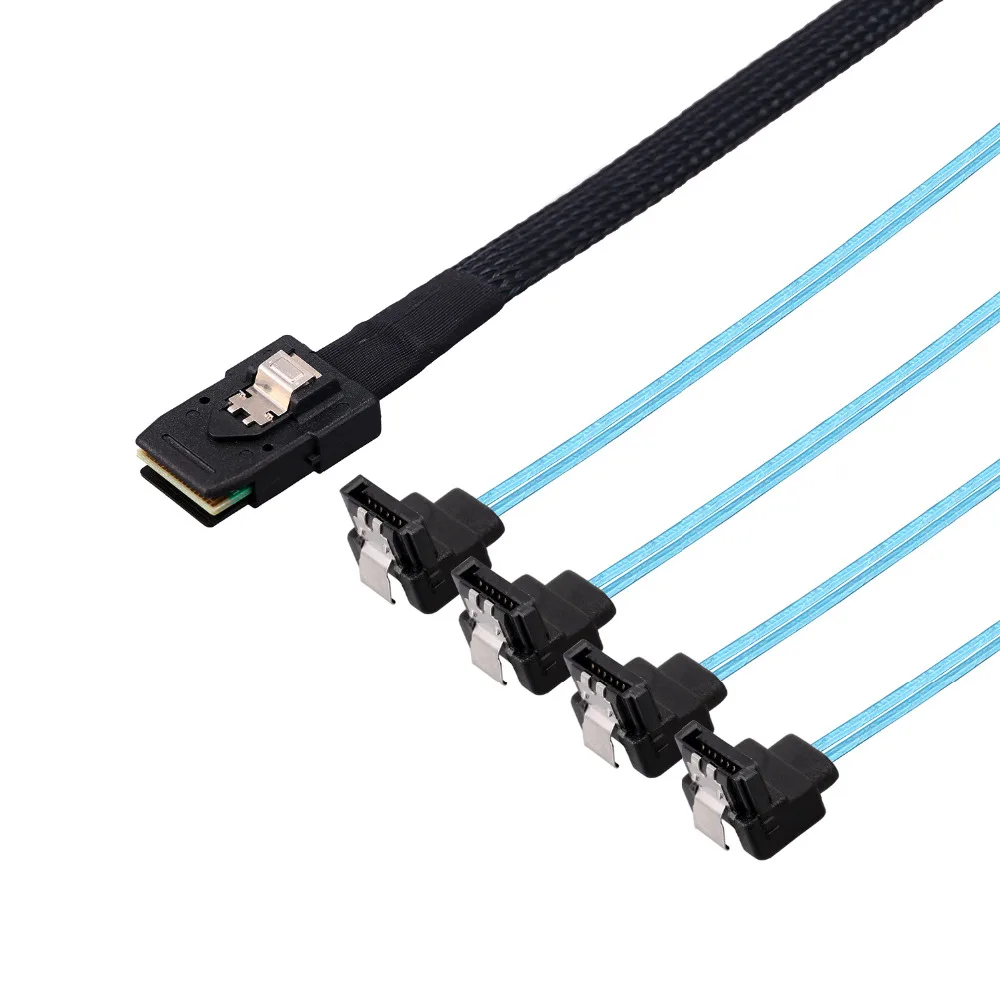 Кабель для передачи данных жесткого диска LBSC 1 м Mini SAS 36P SFF-8087 To 4 SATA 7Pin 90 градусов |