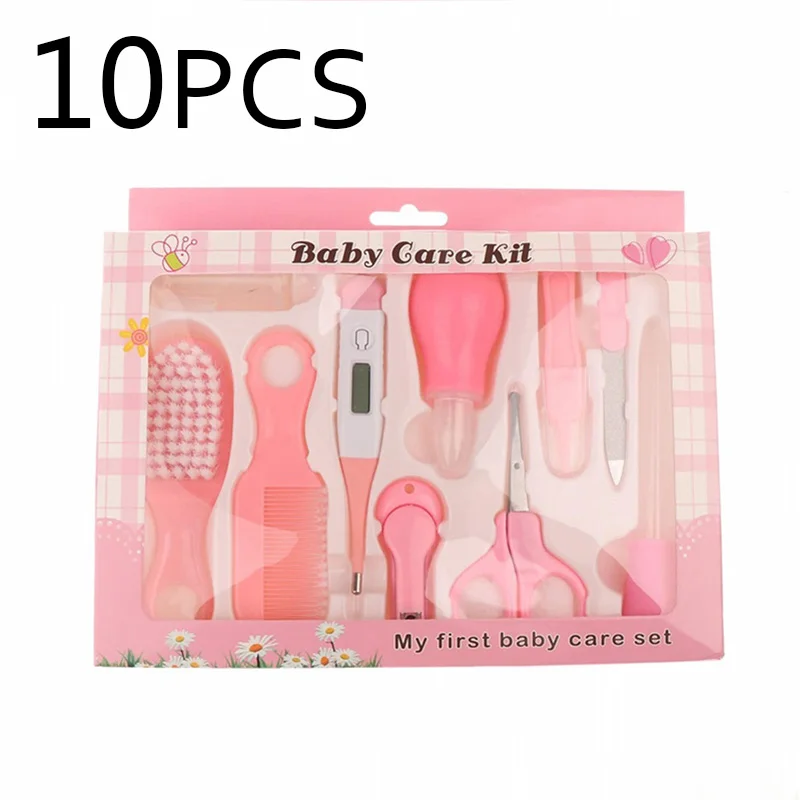 10pcs red Новорожденный комплект для ухода за ребенком несессер Комплект Уход за младенцем набор термометр Clipper Ножницы-Триммер ногтей туалетные принадлежности для ребенка - Цвет: 10pcs red