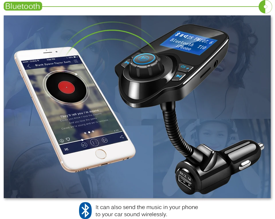 

FM-передатчик, беспроводной Bluetooth, FM-модулятор, автомобильный комплект громкой связи, Автомобильный MP3-плеер, автомобильное зарядное устройс...