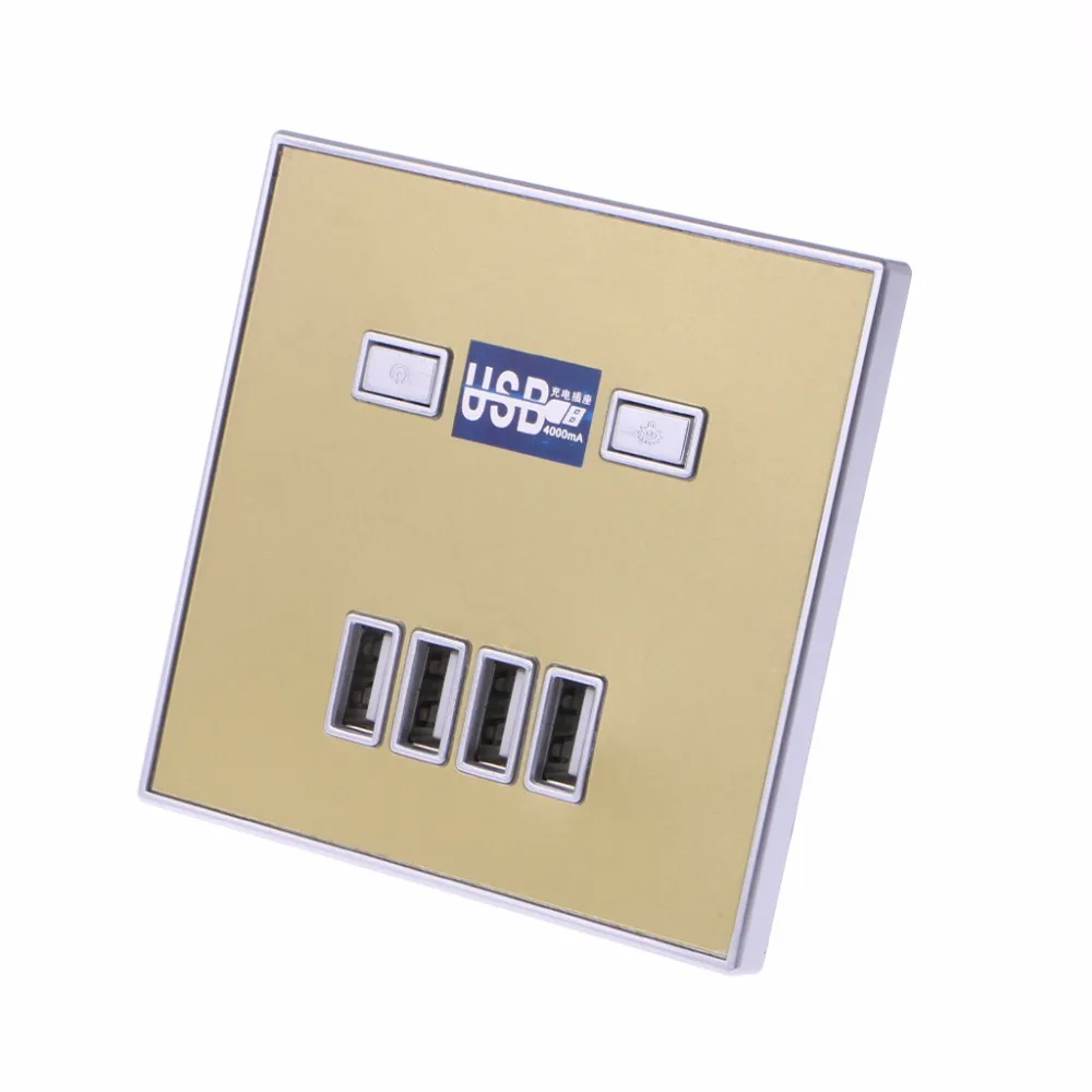 220 В 4A 86 Тип 4 usb порта настенный разъём адаптера питания зарядное устройство Панель Быстрая зарядка электрическая розетка 3 цвета
