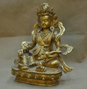 Бесплатная доставка тибетская Тантра позолоченная желтая Бронзовая статуэтка