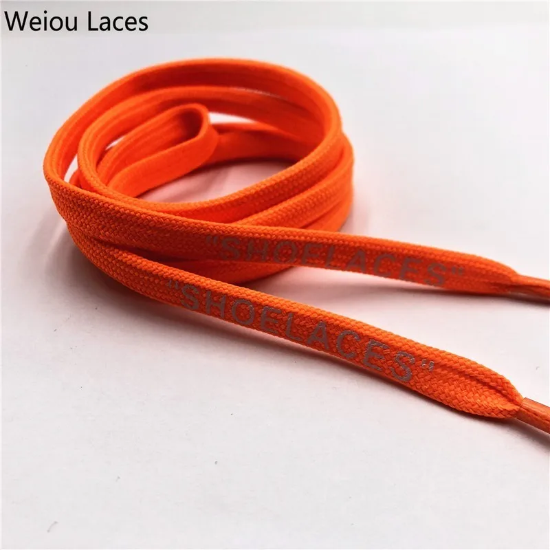 Weiou бренд Off White плоские полиэфирные шнурки печать "шнурки" Зеленый Оранжевый OW подписанные совместно беговые шнурки на заказ