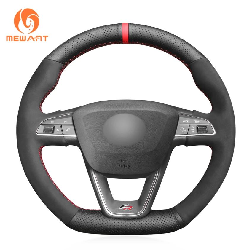 Черный чехол на руль из натуральной кожи для Seat Leon Cupra R 2013-2019 Ateca 2016-2019 Ibiza FR |