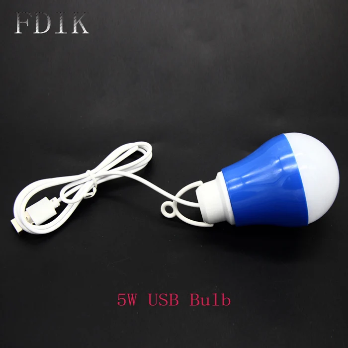 Blue Портативная лампочка USB, красочный экологический светильник из ПВХ, 5 В, 5 Вт, светодиодный светильник для походов, кемпинга, путешествий, открытый светильник, ночной Светильник - Испускаемый цвет: Blue