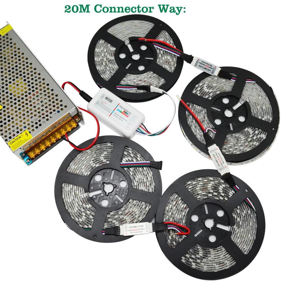 Лидер продаж 60LED/M DC12V светодиодные полосы 5050 RGB RGBW водонепроницаемый ленты + RF
