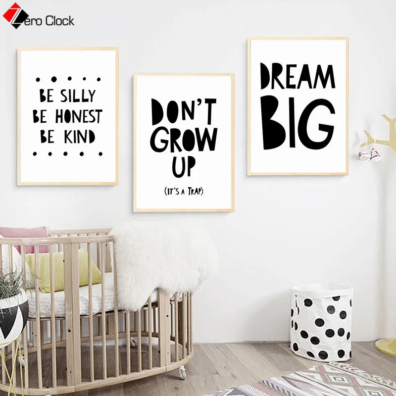 Черно Белая настенная художественная цитата плакаты и принты детской комнаты