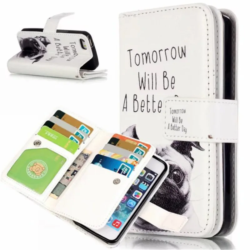 Чехол бумажник из искусственной кожи с объемной бабочкой собакой одуванчиком и