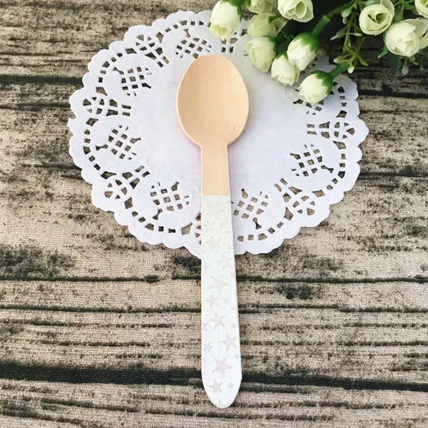 8 Silver Star Spoon Серебряные звезды вечерние столовые приборы одноразовые бумажные тарелки и стаканы столовые салфетки соломинки деревянная ложка/нож/вилка с хромированной звездой воздушный шар - Цвет: 8 Silver Star Spoon