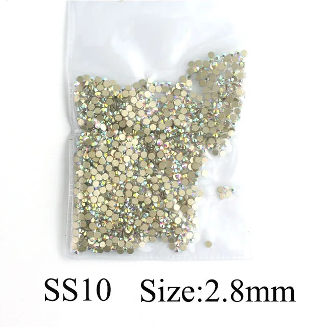 AB SS10 1440pcs 1440 шт Разноцветные стеклянные стразы для ногтей AB радужные цвета с плоской задней поверхностью Кристальные 3D блестящие амулеты для маникюра украшения для ногтей - Цвет: AB SS10 1440pcs
