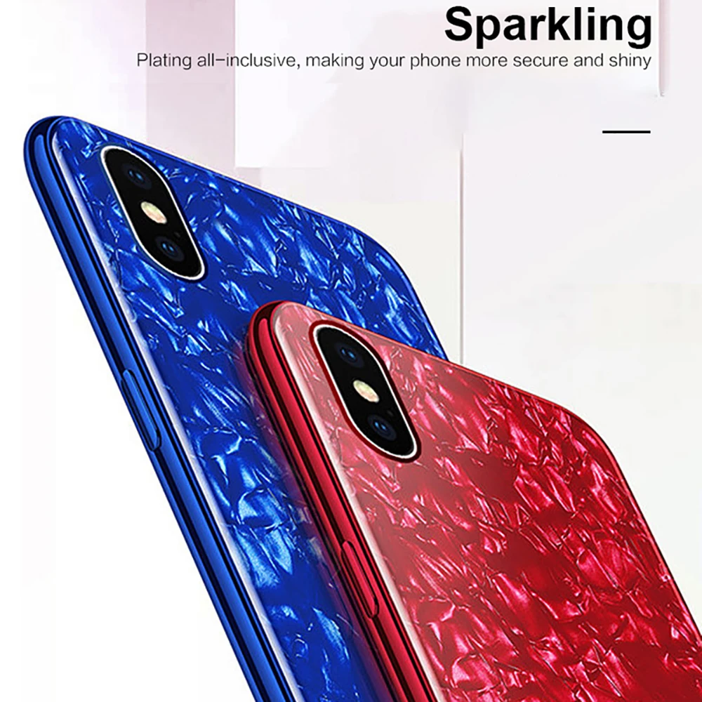 Luxury Tempered Glass Back Cover Case For iPhone X XR XS Max Shockproof Glitter Sparkling Soft Edge 5 SE 6 6S 7 8 plus |
