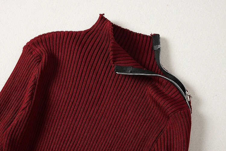 Женское трикотажное платье ALPHALMODA на молнии с длинными рукавами и