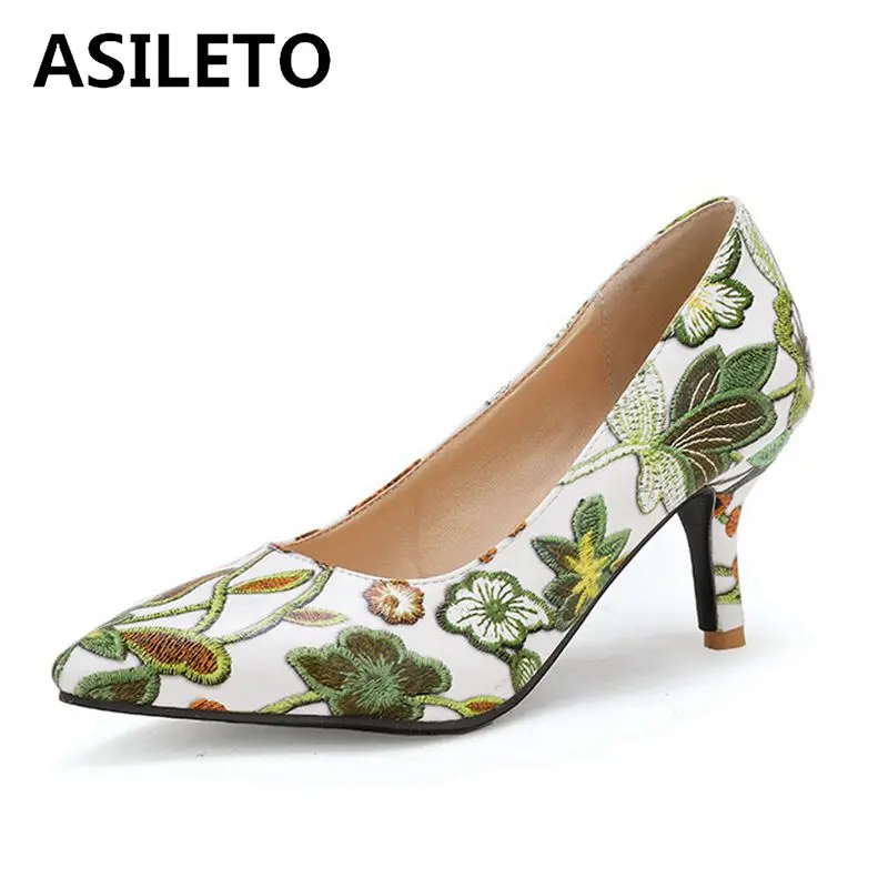 Женские туфли-лодочки ASILETO на тонких высоких каблуках 7 см пикантные свадебные