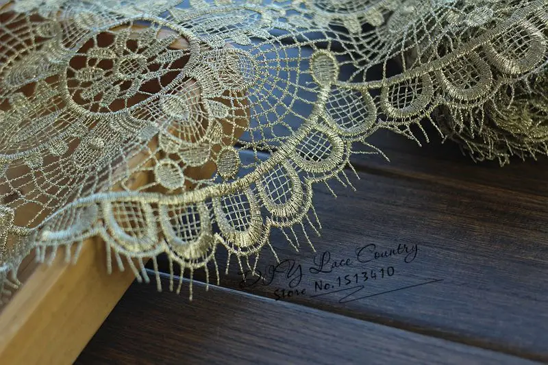 2 ярда/лот кружевная отделка Шантильи винтажная Золотая ткань для свадебных