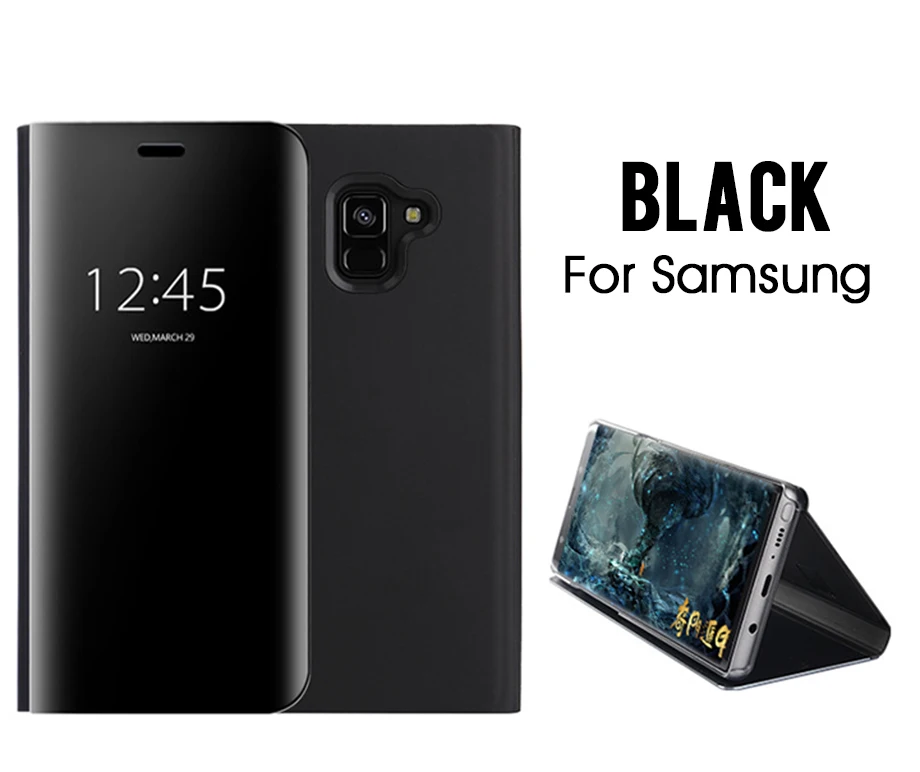 Умный зеркальный флип-чехол для samsung Galaxy A7 A3 A5 A6 A8 Clear View в виде ракушки для samsung J3 J5 J7 J8 J6 крышка чехол s