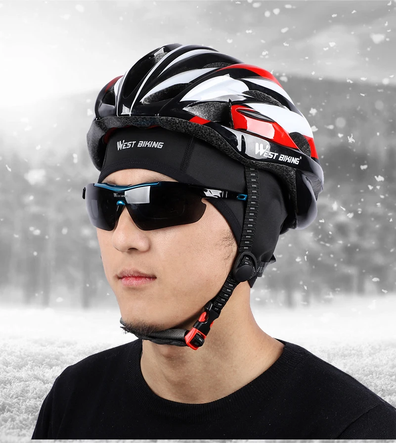 WEST BIKING, Зимние флисовые велосипедные колпачки, ветрозащитные, термозащитные, для шлема, для мужчин и женщин, велосипедные головные уборы, для бега, катания на лыжах, велоспорта