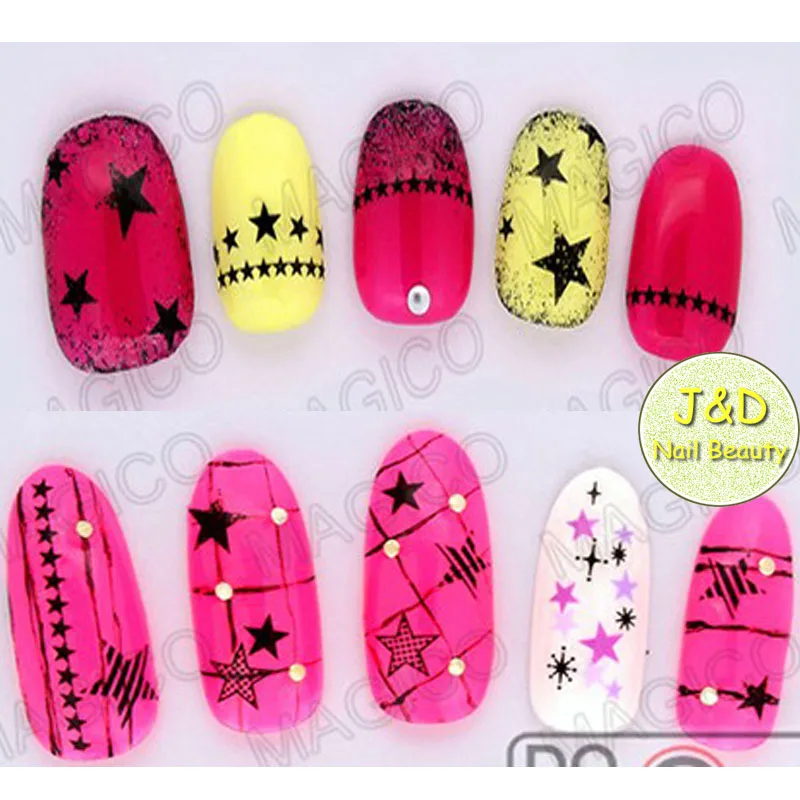 1 лист наклейки для дизайна ногтей с изображением черной звезды | Красота и