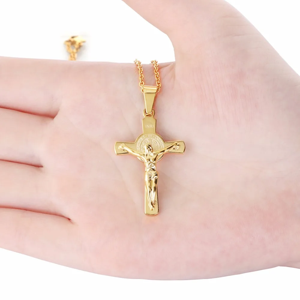 INRI Jesus частей крест ожерелья и подвески для женщин ожерелье в виде цепочки из