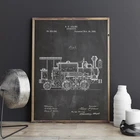 Инженер-поезд, патентный Печатный локомотив, художественный настенный постер для автомобиля, декор комнаты, Картина на холсте с Blueprint, идея для подарка