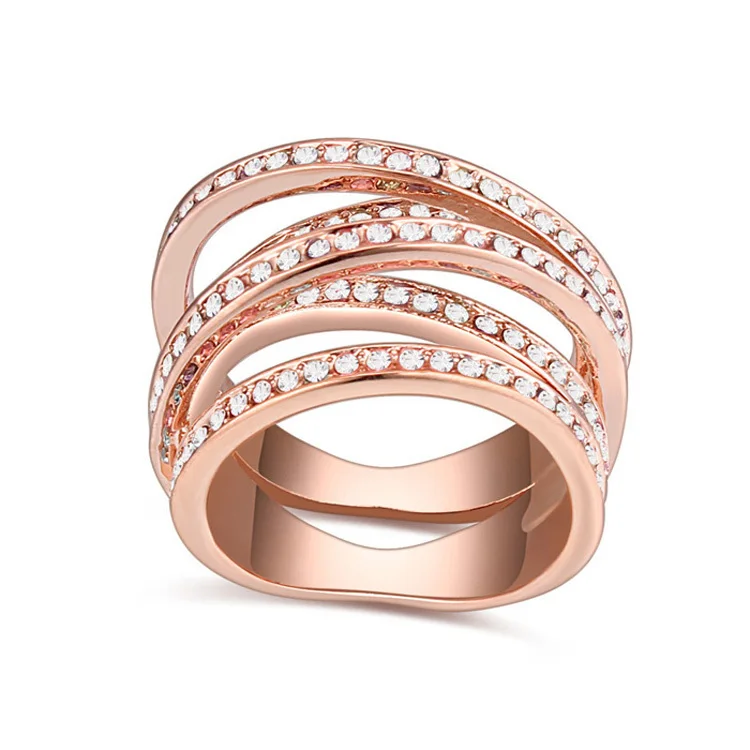 Malanda брендовые новые модные кольца цвета розового золота с кристаллами от Swarovski Роскошные Кольца для женщин вечерние ювелирные изделия подарок на день матери - Цвет основного камня: Crystal