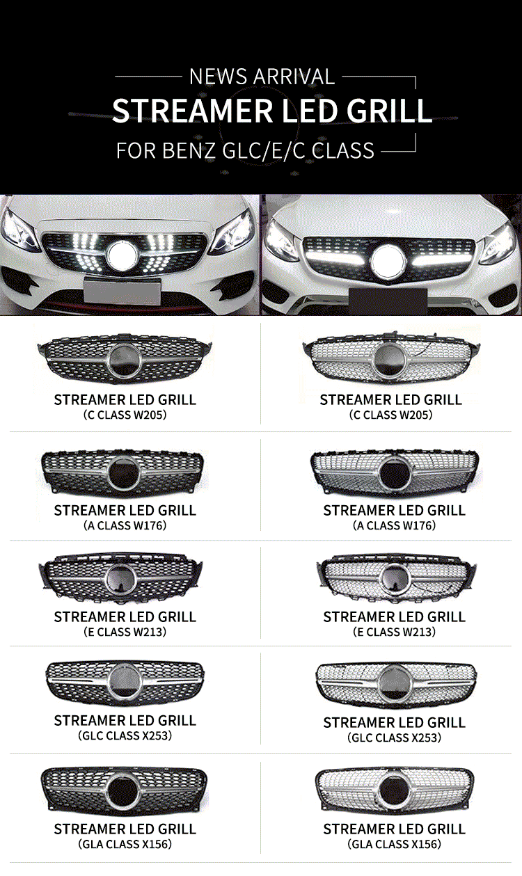 Для glc X253 светодиодный Алмазный Решетка переднего бампера для+ W253 GLC X253 GLC200 GLC250 GLC300 glC450 GLC63 светодиодный DRL гриль