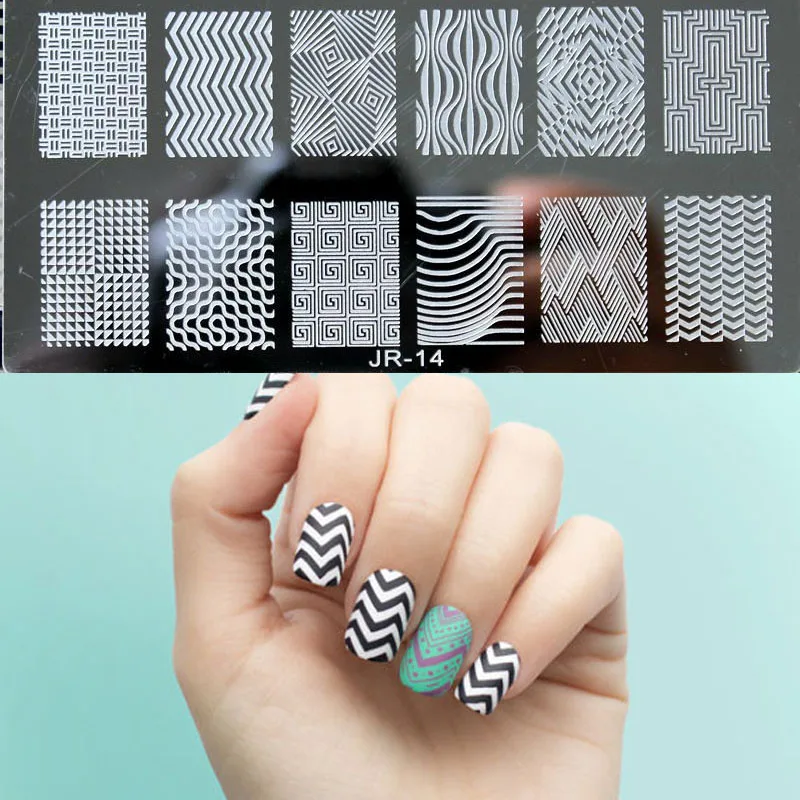 

#014- 6*12CM Nail Art Image Printing Houndstooth Designs Nails Stamping Plates Nail Art Polish Templates -Geometric patterns 14
