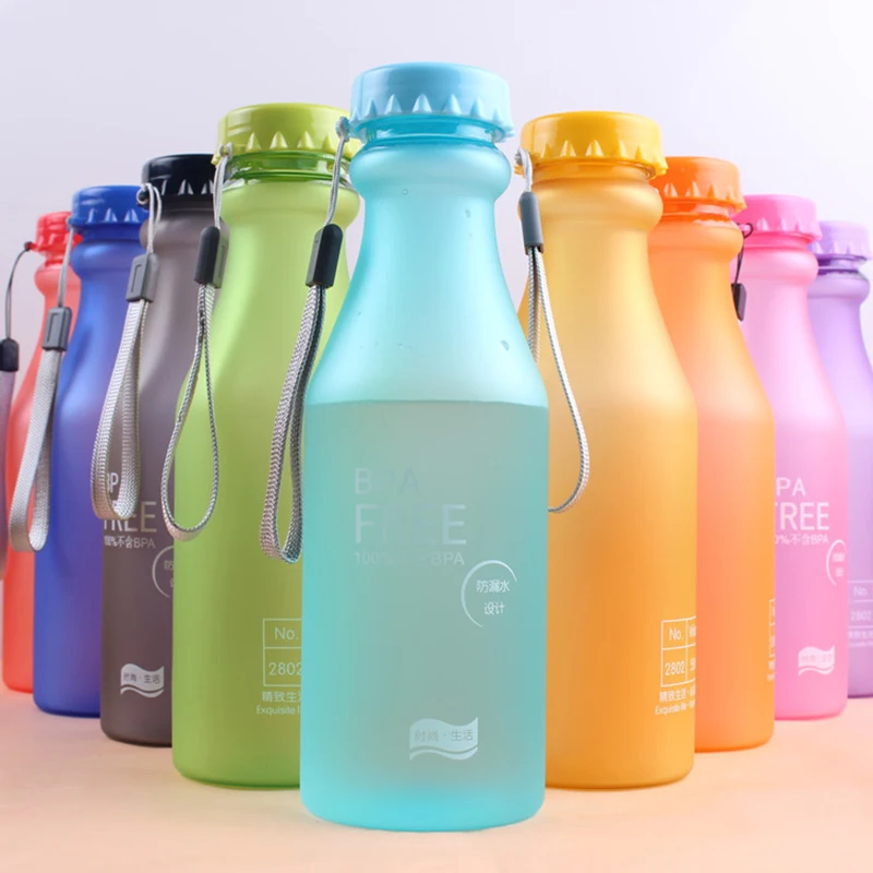 Creative Colorful Water Bottle Plastic Portable Lemon juice For Outdoor Shaker Leak-proof Sports my drink bottles | Дом и сад
