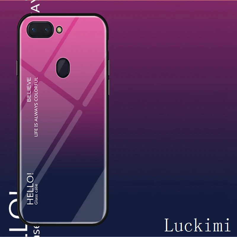 For OPPO R17pro R9splus R11splus R15 PRO Find x Realme1 Realme2 Realme3PRO A1 K1 A5 F5 F3 Soft TPU Luxury Gradient Glass case |