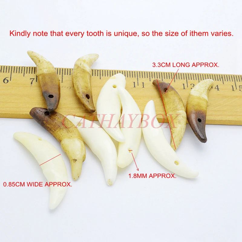 5 шт./оптовая продажа темно коричневый кремовый волк зуб родовой дизайн Шарм