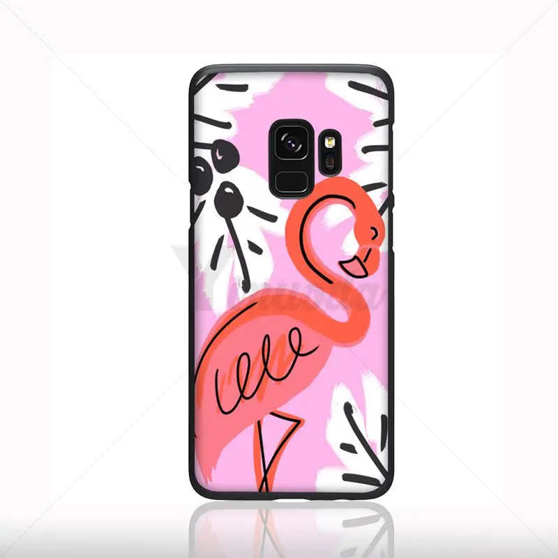 Yinuoda цветной мягкий силиконовый черный чехол для телефона с фламинго Samsung Galaxy s9 s8