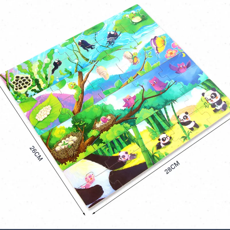 

Wooden Puzzle Games Cartoon Animal Growth Process Learning Educational Wood Toys For Children 2-4 Year YF1164H