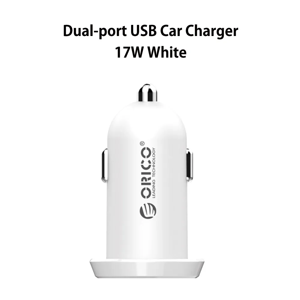 ORICO Dual USB Автомобильное зарядное устройство 2.4A интеллектуальное выходное 17 Вт Зарядное устройство для мобильного телефона прикуриватель DC 12-24 В - Тип штекера: UCE WH