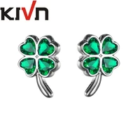 kivn womens fashion jewelry four leaf clovers cz cubic zirconia bridal wedding earrings girls mothers birthday promotion gifts