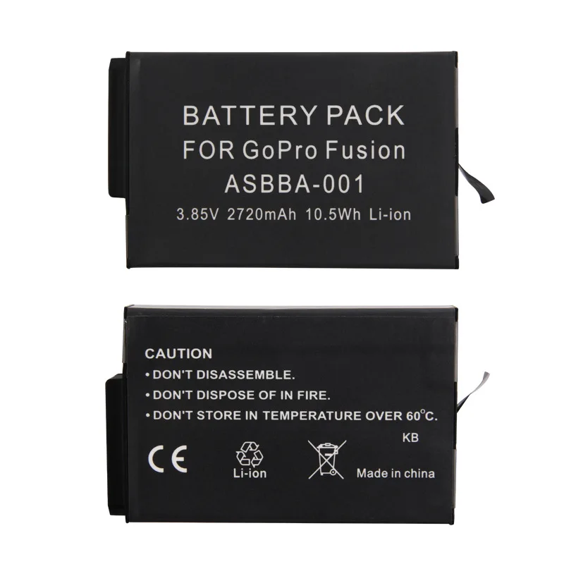 2720mAh ASBBA-001 battery For Gopro Fusion Camera Accessory + Dual batteries Charger 360 Go Pro Accessories | Электроника