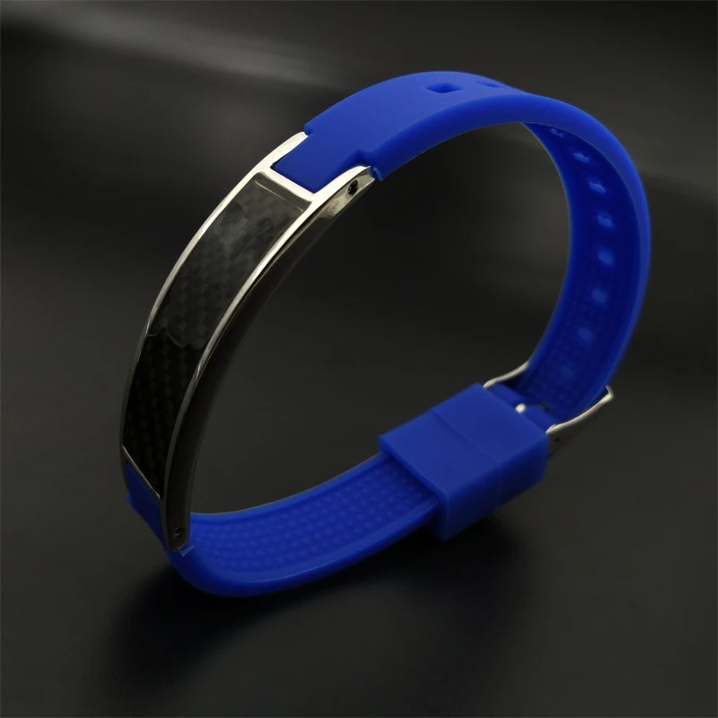 

BY DHL fashion carbon fiber stainless steel silicone hand chain four in one energy bracelet fashion popular negative ion energy