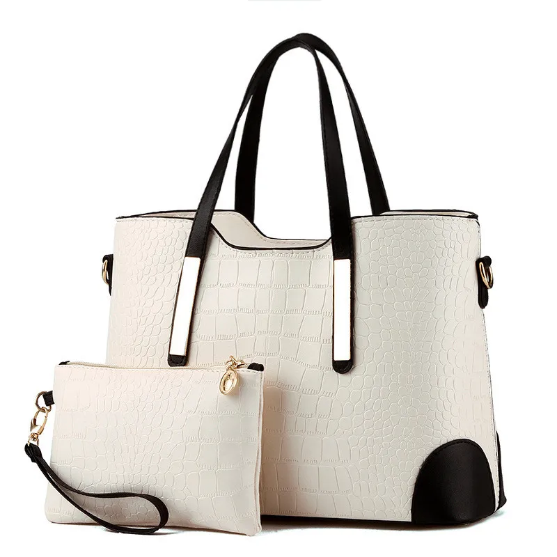 Women Bag Vintage Messenger Bags Shoulder Handbag Top-Handle Crocodile Pattern Composite Purse Wallet Leather | Багаж и сумки
