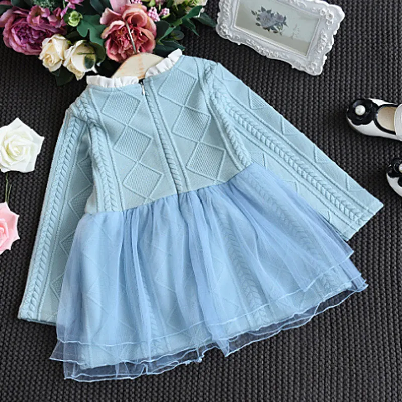 Grid mosaic Girl Dress baby Clothes Winter Family kids dresses for girls Knitted Autumn Fashion 2017 Kids Girls Children | Детская