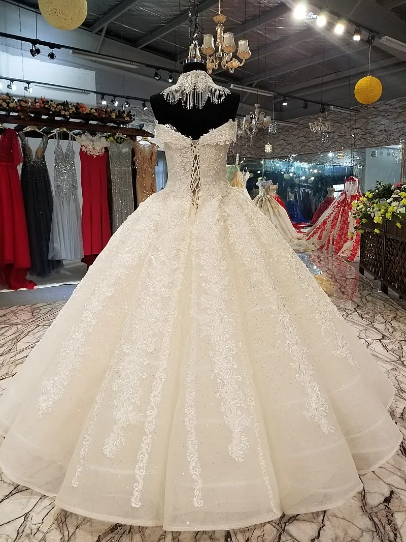 LS01440 бисерное украшение на шею свадебное платье с открытыми плечами открытой