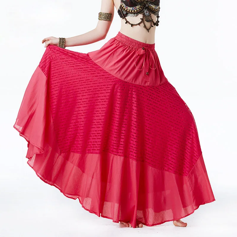 Fuchsia Belly Dance Dress Skirt For Women Gypsy Skirt Cotton Bellydance Skirt ATS Tribal Style Dance Skirts For Oriental Dance - Цвет: Fuchsia