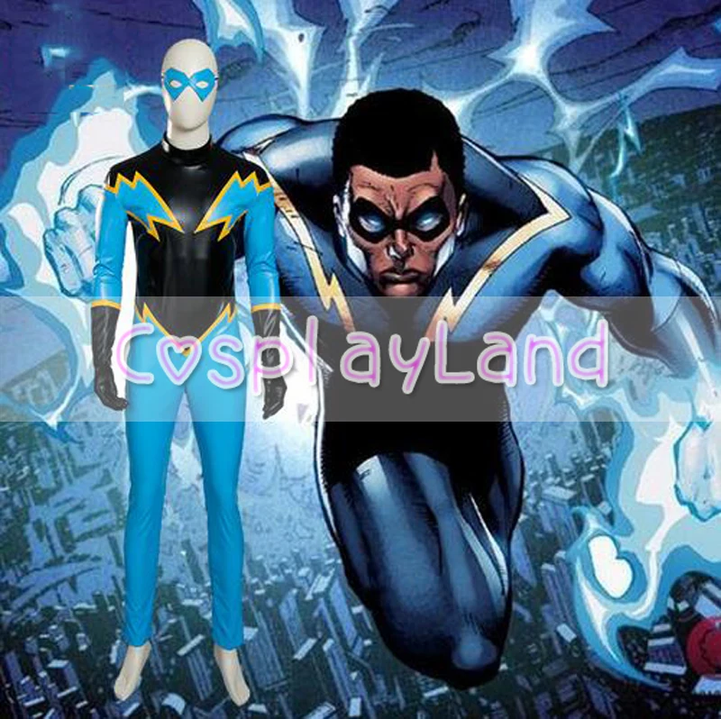 Черная молния мужской костюм Лига Справедливости Косплэй комбинезоны набор