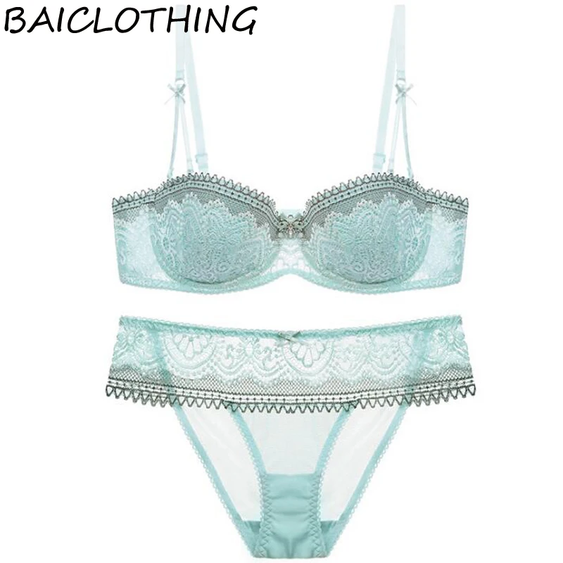 Женский кружевной бюстгальтер BAICLOTHING 1/2 чашки с цветочной вышивкой на косточках