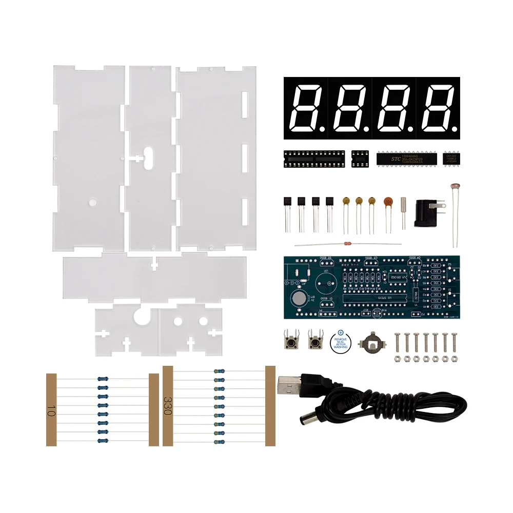 DIY Kit зеленый светодиодный электронный часы микроконтроллер цифровые с