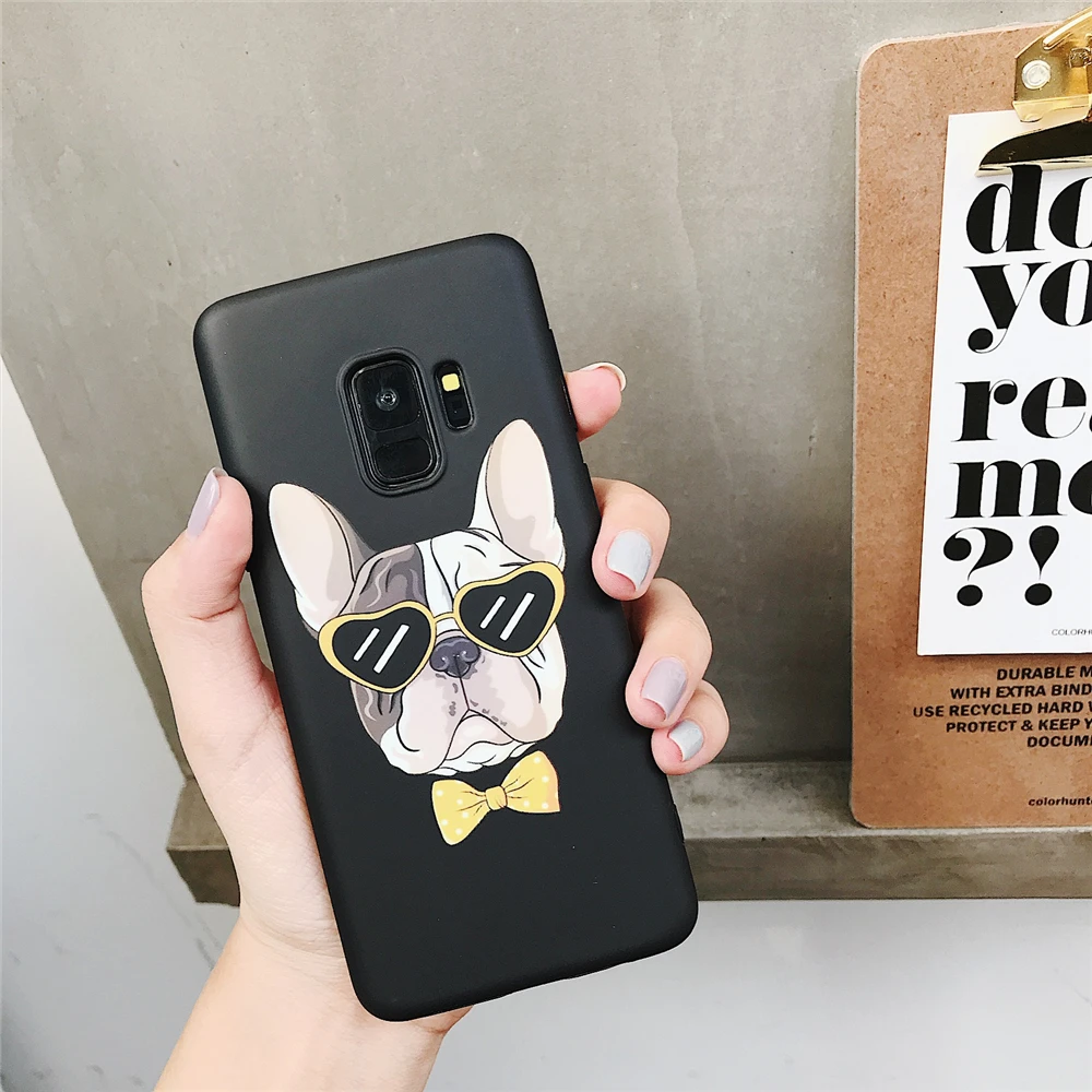 Прекрасный чехол для телефона Bulldog для Samsung Galaxy Note9 Note8 милые матовые чехлы S7 Edge S8 S9 Plus Fundas on.