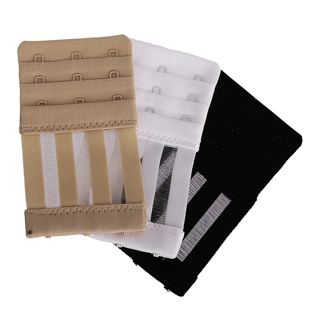 

3x Bra Extender Back Extension 3-Hooks Ladies Bra Extension Strap Underwear Strapless Dress For Women's Elastic Bra