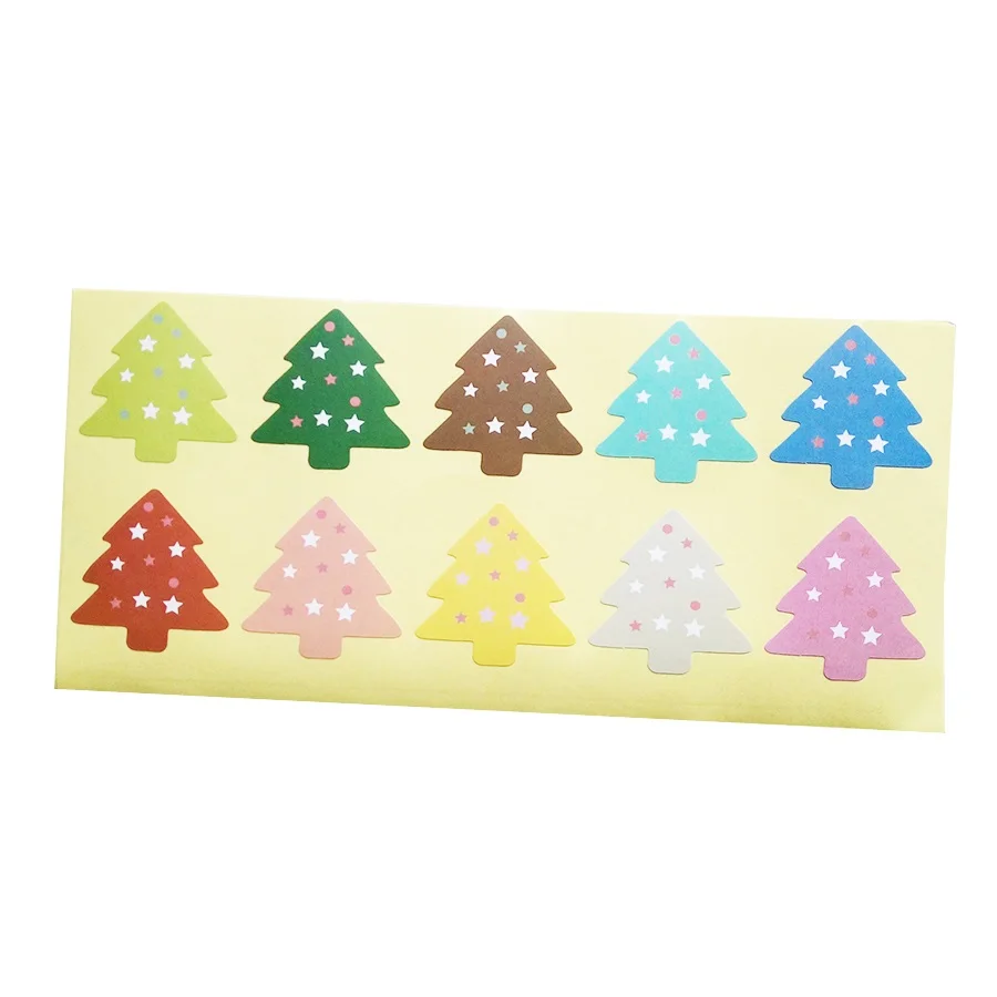

100Pcs/lot New Colourful Christmas Tree Theme Sealing Sticker/DIY Gifts Baking Decoration Packaging Label Multifunction