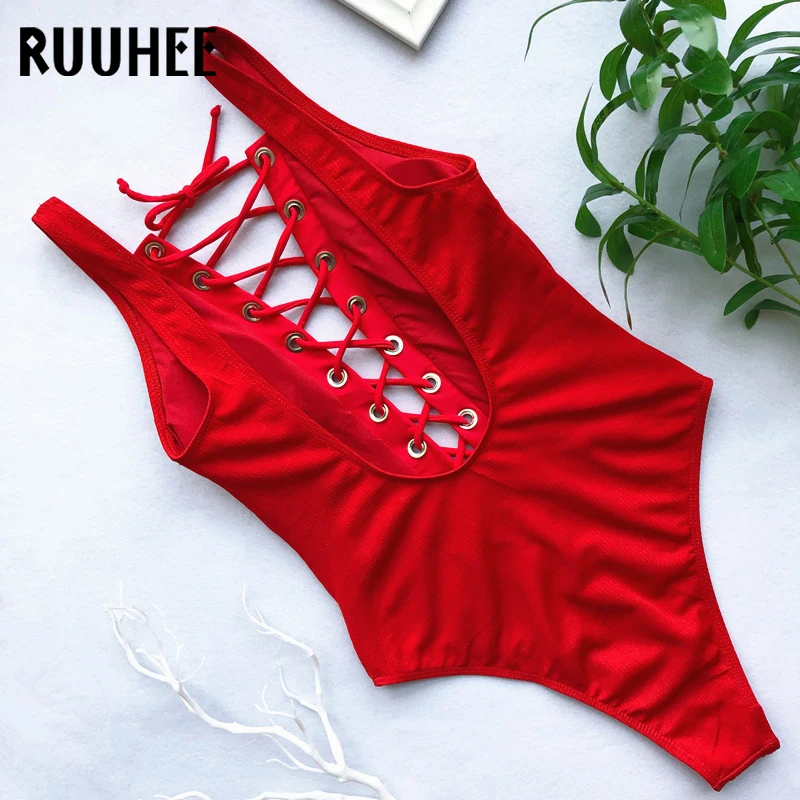 RUUHEE, сдельный купальник, женский купальник, бикини,, на бретелях, с открытой спиной, боди, купальник, женская пляжная одежда, купальник, монокини